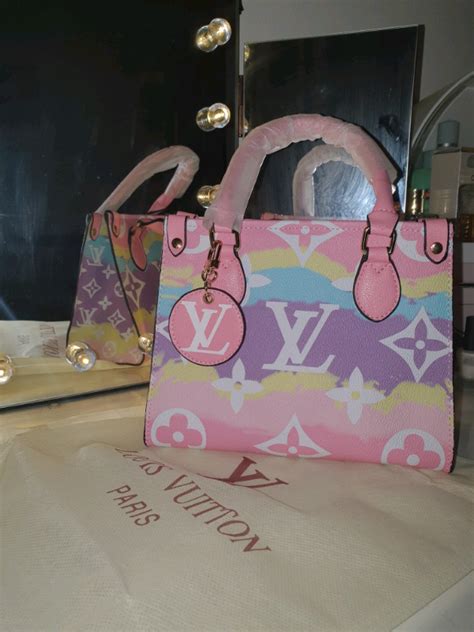 blue and pink louis vuitton bag